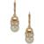 Anne Klein | Gold-Tone Imitation Pearl & Stone Baguette Leverback Drop Earrings, 颜色White Pearl