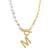 ADORNIA | 14k Gold-Plated Paperclip Chain & Mother-of-Pearl Initial F 17" Pendant Necklace, 颜色Letter M