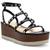 color Black Two Tone Lux, Vince Camuto | Vince Camuto Womens Pemolie Leather Studded Wedge Sandals