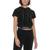 商品Calvin Klein | Women's Short-Sleeve Velour Logo-Waist Hoodie颜色Black