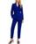 颜色: Cobalt, Tahari | Women's Belted Asymmetrical Jacket & Slim-Fit Pantsuit Set