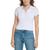 商品Calvin Klein | Women's Ribbed Quarter-Button Polo Shirt颜色White