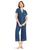 Eberjey | Gisele Printed Short Sleeve Crop Pajama, 颜色Lunita/Indigo/Bone