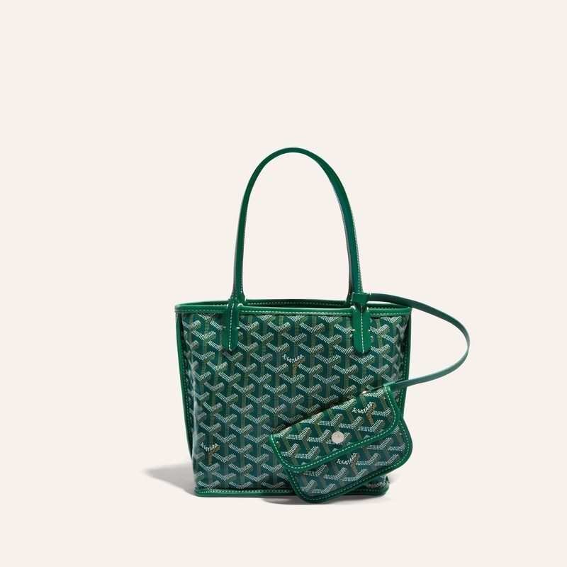 颜色: 绿色, Goyard | 高雅德 Anjou Mini男女黑色帆布/小牛皮手提包 ANJOUSMINCG01TY01P（十一色可选）