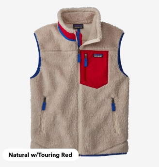 颜色: Natural w/Touring Red, Patagonia | 男士经典Retro-X抓绒背心 | Men's Classic Retro-X® Fleece Vest