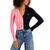 商品Tommy Jeans | Women’s V-Neck Pullover Colorblock Sweater颜色Peony Combo
