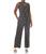 商品Calvin Klein | Women's Sleeveless V Neck Jumpsuit with Self Sash Waist颜色Black/Cream