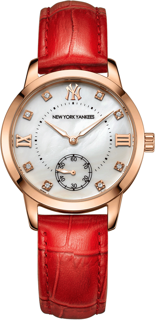 商品第1个颜色中国红, MLB | MLB美职棒潮牌手表简约气质时尚潮流 ins风 真皮表带贝壳表面 防水女士手表 SD033