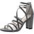 Jessica Simpson | Jessica Simpson Stassey Women's Caged Faux Leather Back Zip Dress Sandals, 颜色Black/White Stingray