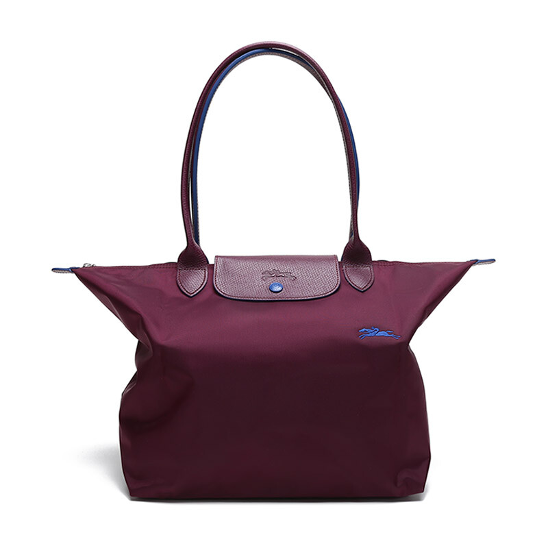 商品第5个颜色紫红色, Longchamp | 珑骧女士大号长柄织物可折叠手提单肩饺子包 L1899（香港仓发货）
