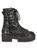 颜色: BLACK, Stuart Weitzman | Ryder Ultralift Croc-Embossed Leather Combat Boots