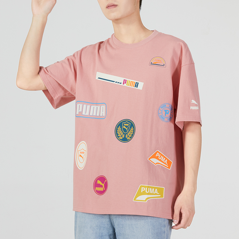 商品Puma | PRINT MIX BADGE TEE男女运动休闲短袖T恤颜色537795-24/粉