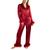 Linea Donatella | Women's Marabou Feather Satin Pajama Set, 颜色Ruby
