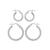 color Silver, Essentials | 2-Pc. Set Polished Small Hoop & Beaded Hoop Earrings in Gold-Plate or Silver Plate