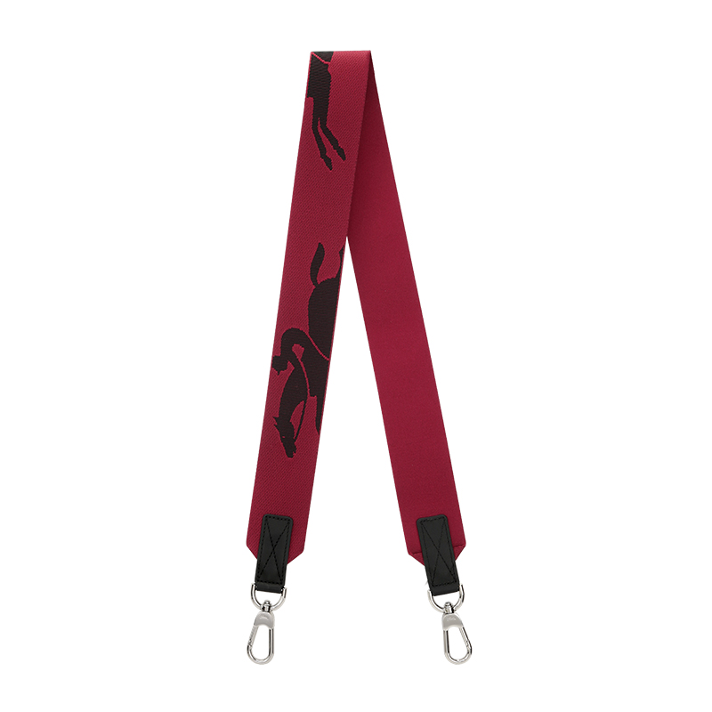 颜色: 紫红色, Longchamp | 珑骧 男女通用徽标刺绣织物宽肩带