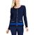 商品Karen Scott | Karen Scott Womens Button-Up Long Sleeves Cardigan Sweater颜色Intrepid Blue Combo