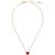 Kate Spade | Gold-Tone Square Glitter Stone Mini Pendant Necklace, 17" + 3" extender, 颜色Red Glitte