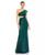 颜色: Teal, Mac Duggal | Women's Ieena Sequined One Shoulder Cap Sleeve Cut Out Gown