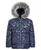 颜色: Navy Multi, S Rothschild & CO | Toddler & Little Girls Foil Quilted Puffer Coat  With Faux-Fur Trim