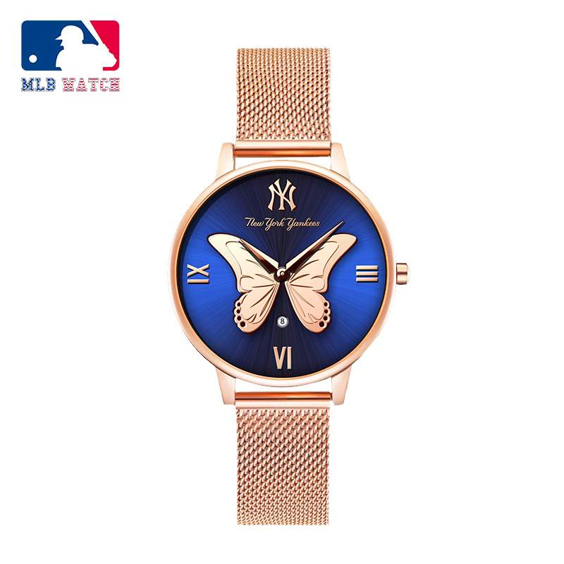 商品MLB | MLB美职棒潮牌手表 ins风女士钢带小表盘手表 学生防水女表SD028颜色深海之蓝