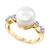 商品第2个颜色White, Macy's | Cultured Tahitian Pearl (10mm) & Diamond (1/10 ct. t.w.) Ring in 14k White Gold (Also in Cultured Freshwater Pearl & Cultured Golden South Sea Pearl)