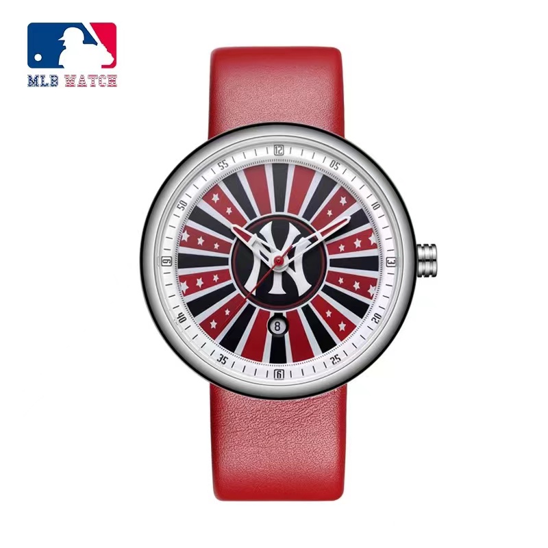 商品MLB | MLB美职棒潮牌简约大表盘夜光针防水石英欧美潮表NY007颜色红色