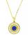 颜色: Blue, Macy's | Cubic Zirconia Halo Halo Bead Disc Pendant Necklace in 14k Gold-Plated Sterling Silver, 18" + 2" extender