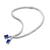 颜色: sapphire, Genevive | Sterling Silver White Gold Plating with Colored Cubic Zirconia Two-Stone Tennis Necklace