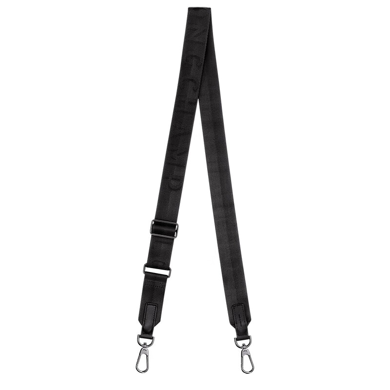 颜色: 黑色, Longchamp | 珑骧 男女通用徽标刺绣织物宽肩带