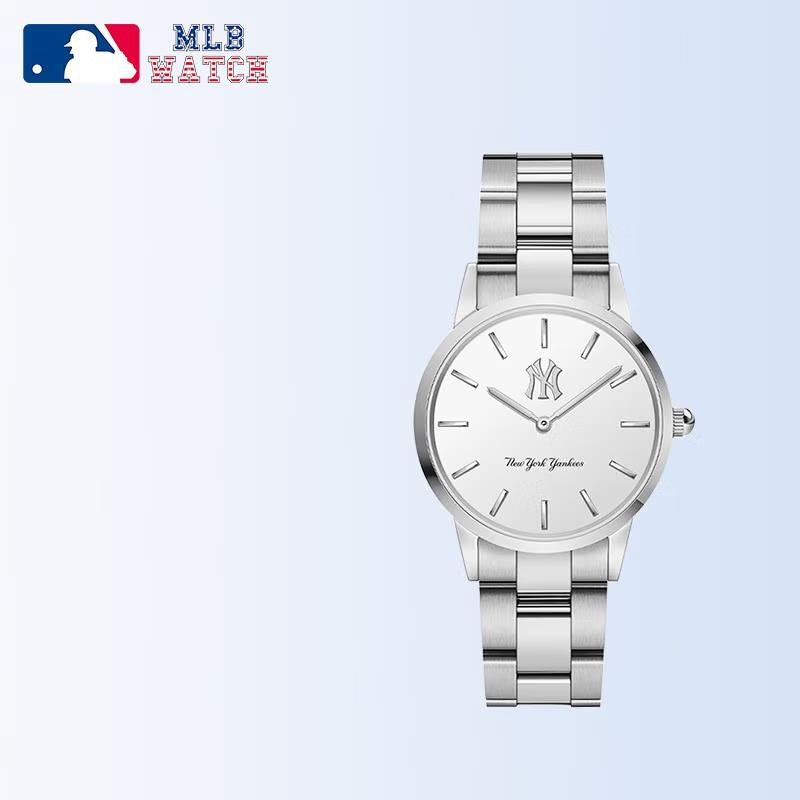 商品MLB | 欧美时尚防水石英表金色钢表带男女手表MLB-TP013颜色银色白面