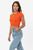 商品Los Angeles Apparel | 43035 - Cap Sleeve Baby Rib Crop Top颜色Orange