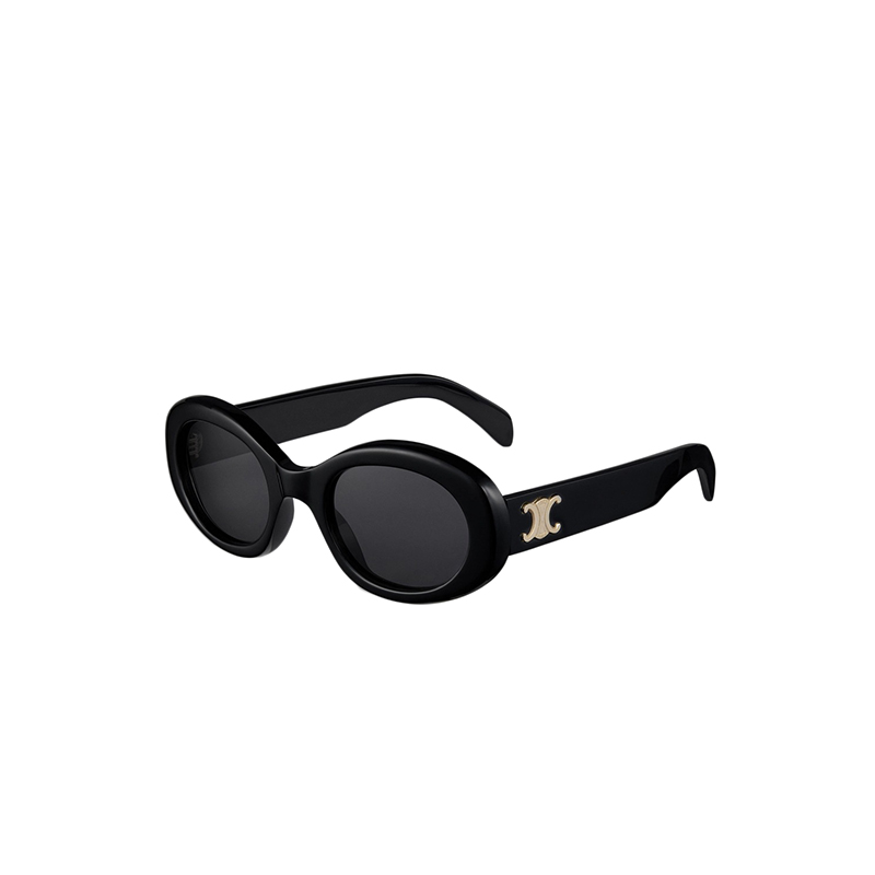 颜色: 黑色, Celine | 【现货】赛琳 TRIOMPHE 01系列 女士醋酸纤维镜框椭圆形太阳眼镜墨镜(两色可选）