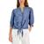 商品Charter Club | Linen Embroidered 3/4-Sleeve Blouse, Created for Macy's颜色CC Blue Ocean