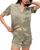 颜色: Geo Sphere Moss/Navy, Eberjey | Inez Printed Washable Silk Short Pajama Set