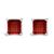 颜色: red garnet | white, Haus of Brilliance | 14K Gold 5x5MM Princess Cut Gemstone Solitaire Stud Earrings