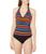 商品Nautica | Women's Standard Shirred Front V Neck Halter Tankini Top Swimsuit颜色Bright Stripe