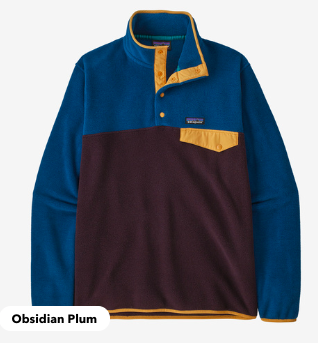 颜色: Obsidian Plum, Patagonia | 男士Synchilla® Snap-T® 抓绒套头衫 | Men's Lightweight Synchilla® Snap-T® Fleece Pullover
