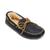 商品Minnetonka | Men's Moosehide Leather Sheepskin Moccasin Slippers颜色Black