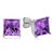 颜色: amethyst, MAX + STONE | 10K White Gold 7MM Princess Cut Stud Earrings