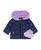 颜色: Navy lavender stars, S Rothschild & CO | Baby Girls Foil Wave Quilt Puffer with Mittens