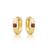 颜色: yellow gold created ruby, MAX + STONE | 14k White or Yellow Gold Small 2.5MM Round Gemstone Huggie Hoop Earrings