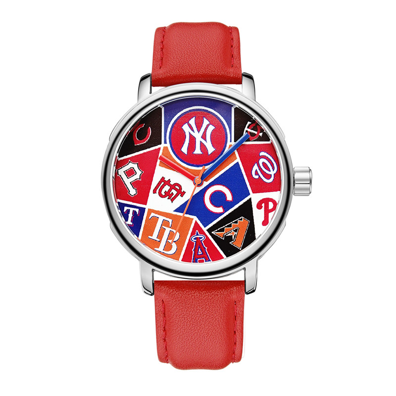 商品MLB | MLB美职棒 纽约街头嘻哈 时尚潮流男士女士 学生情侣石英防水手表 欧美腕表颜色NY-红色