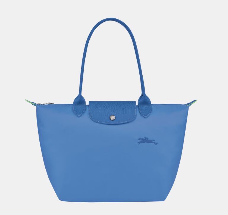 颜色: 蓝色, Longchamp | 珑骧女士Le Pliage Green 系列小号长柄织物可折叠手提单肩斜挎饺子包 L2605（香港仓发货）