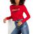 商品Tommy Jeans | Women's Side Ruched Foil Logo T-Shirt颜色Scarlet