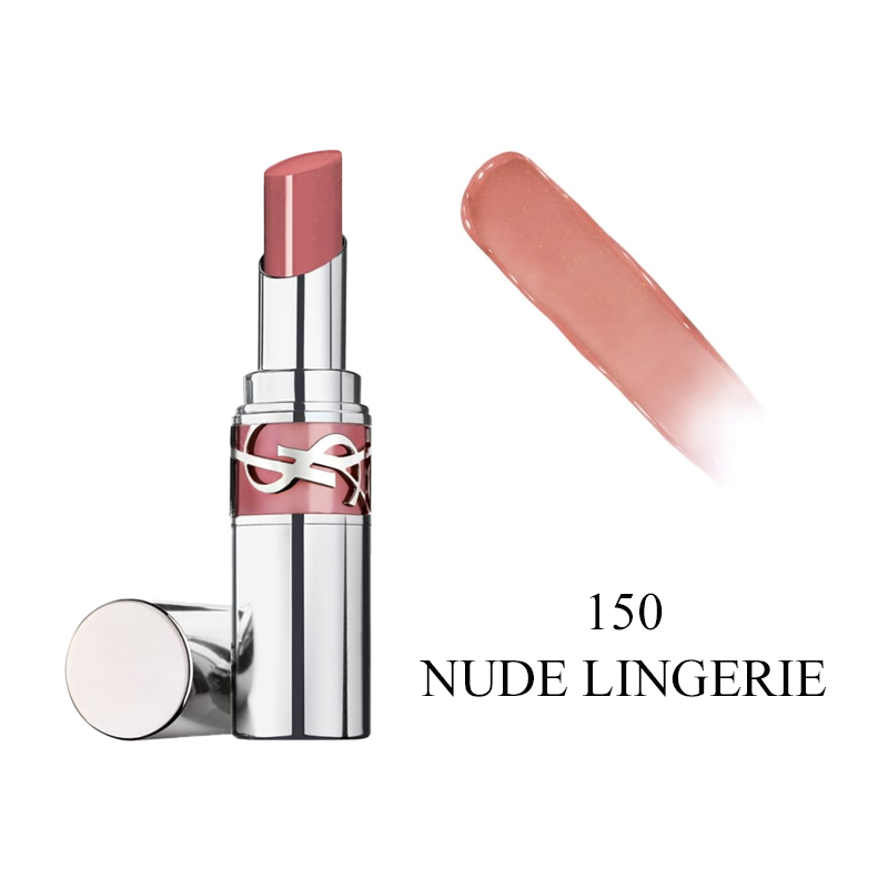 颜色: 150 NUDE LINGERIE, Yves Saint Laurent | 圣罗兰全新银管口红 水光玻璃唇滋润唇膏 2024新品