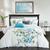 颜色: Blue, Chic Home Design | Aylett 5 Piece Reversible Comforter Set 100% Cotton Large Floral Design Geometric Scale Pattern Print Bedding QUEEN