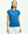 颜色: Blue, Brooks Brothers | Linen-Cotton Blend Cap-Sleeve Polo Shirt