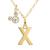 商品Disney | Mickey Mouse Initial Pendant 18" Necklace with Cubic Zirconia in 14k Yellow Gold颜色X