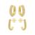 商品Essentials | Cubic Zirconia Huggie Hoop and J Hoop Duo Set, Gold Plate and Silver Plate颜色Gold-Tone