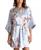 颜色: Blue, Linea Donatella | Floral-Print Satin Wrap Robe